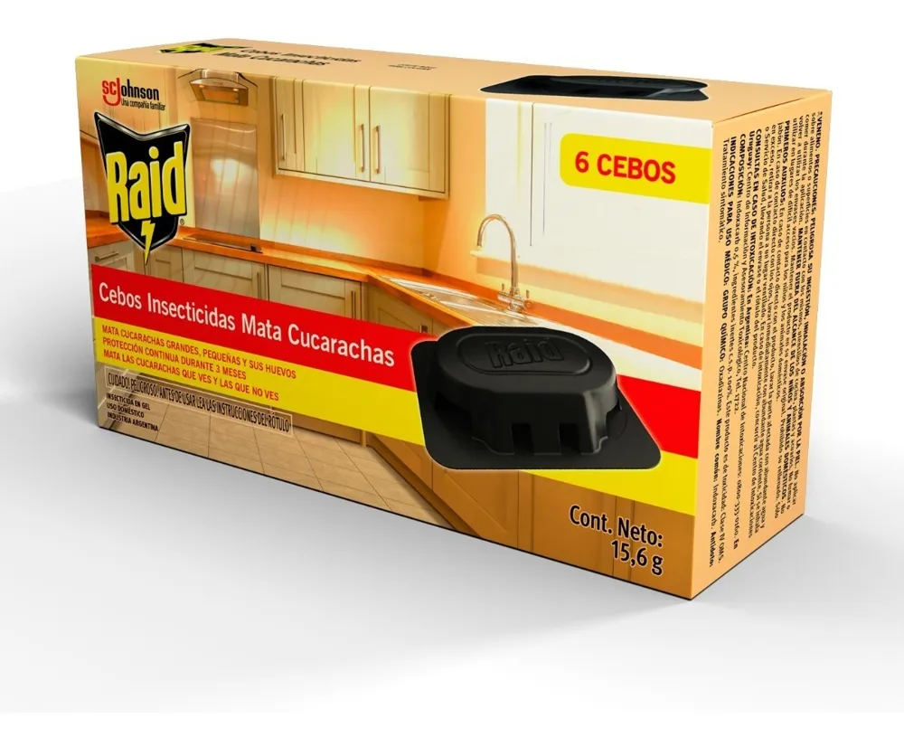 CEBOS INSECTICIDAS MATA CUCARACHAS RAID 15,6G