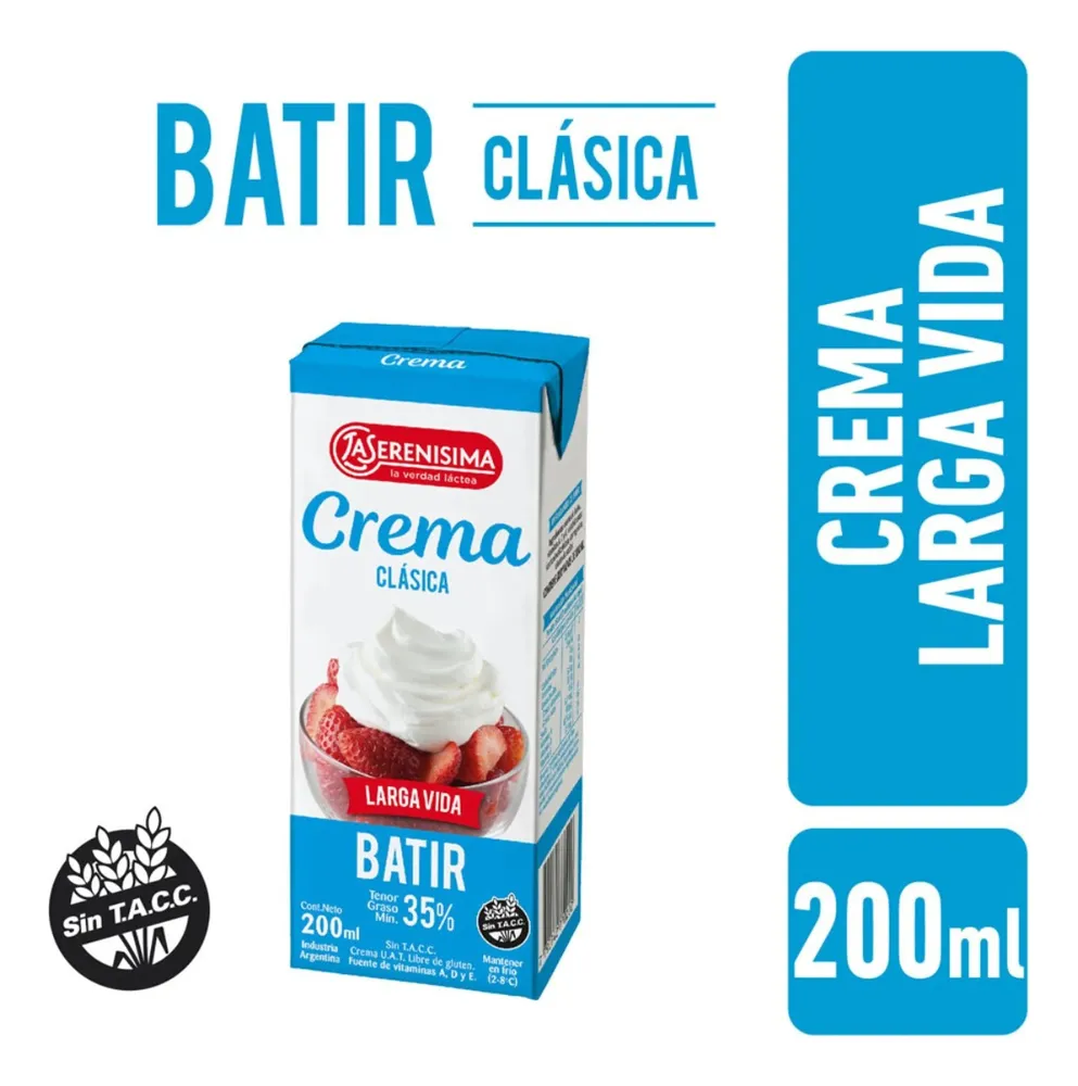 CREMA DE LECHE LA SERENISIMA PARA BATIR 200 CC